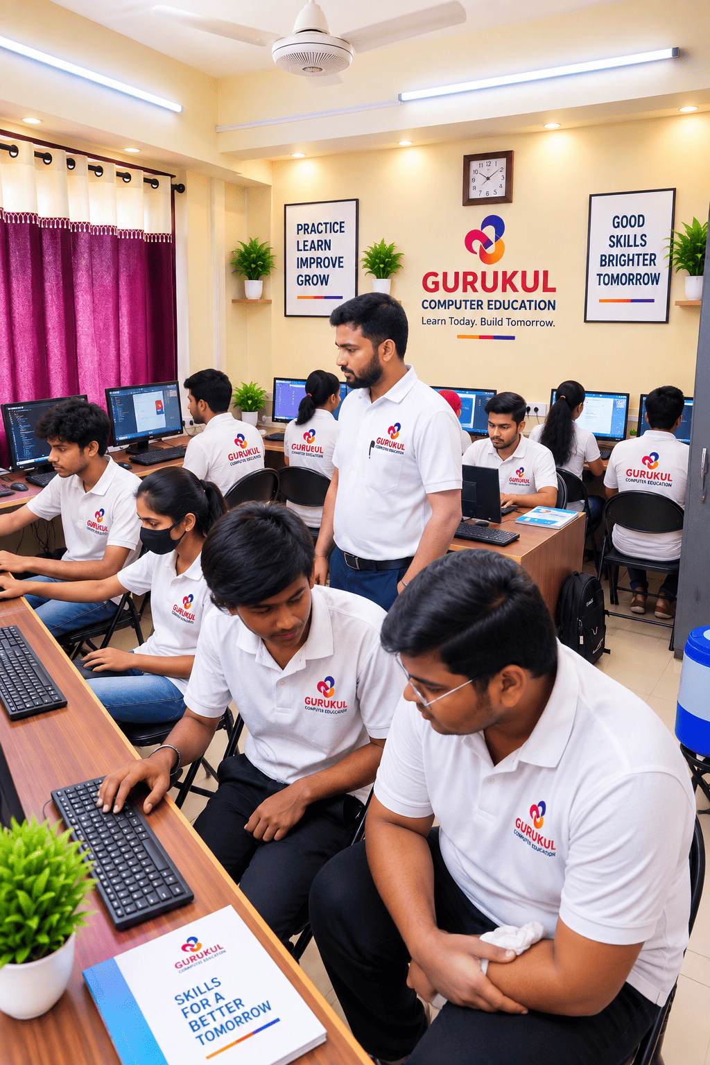 Gurukul Computer Education students receiving practical computer training in Nashik Road