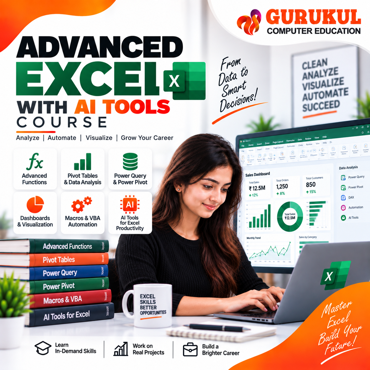 Advanced Excel with AI Tools Course in Nashik – Excel and Data Analytics Training at Gurukul Computer Education