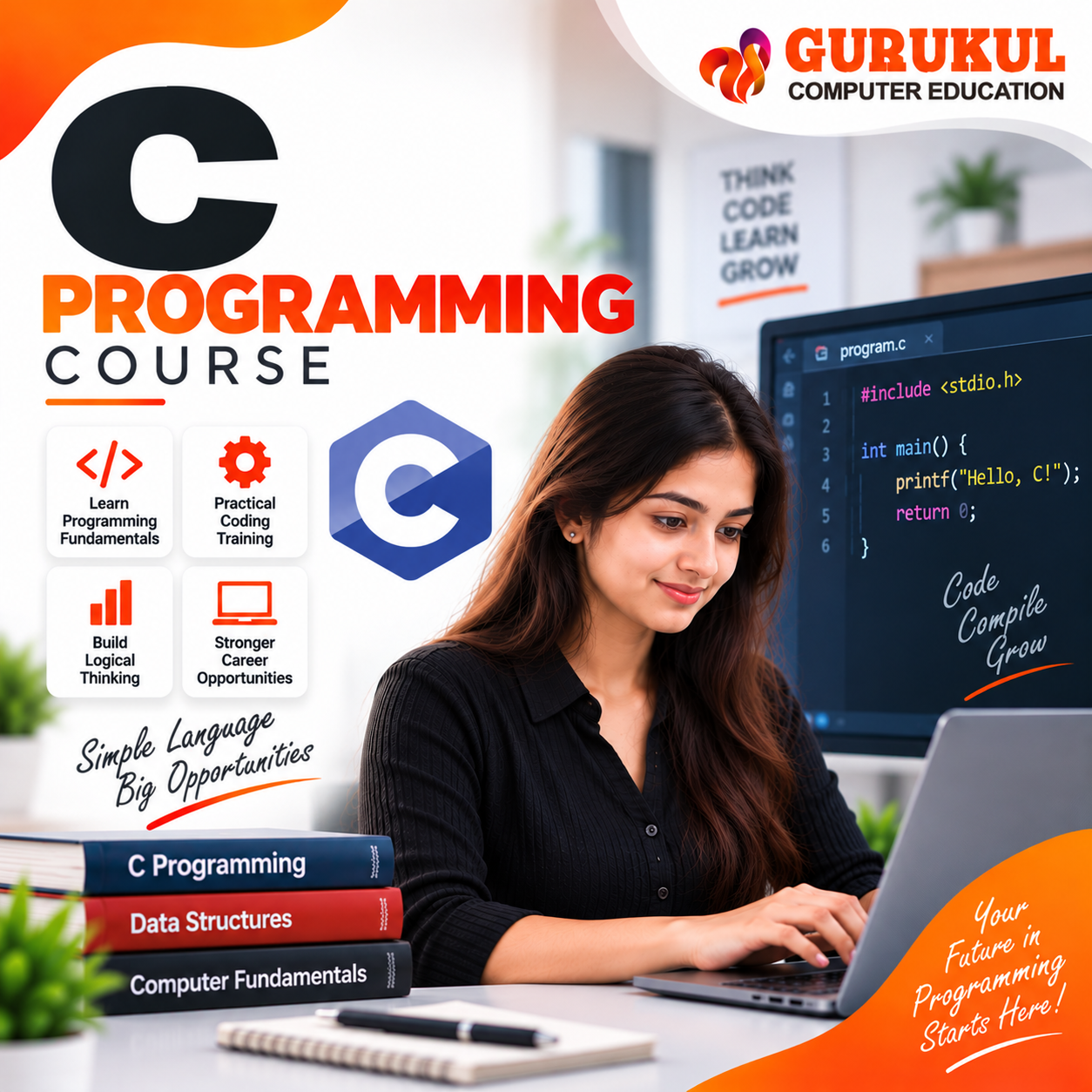 C Programming Course in Nashik – C Language Training at Gurukul Computer Education