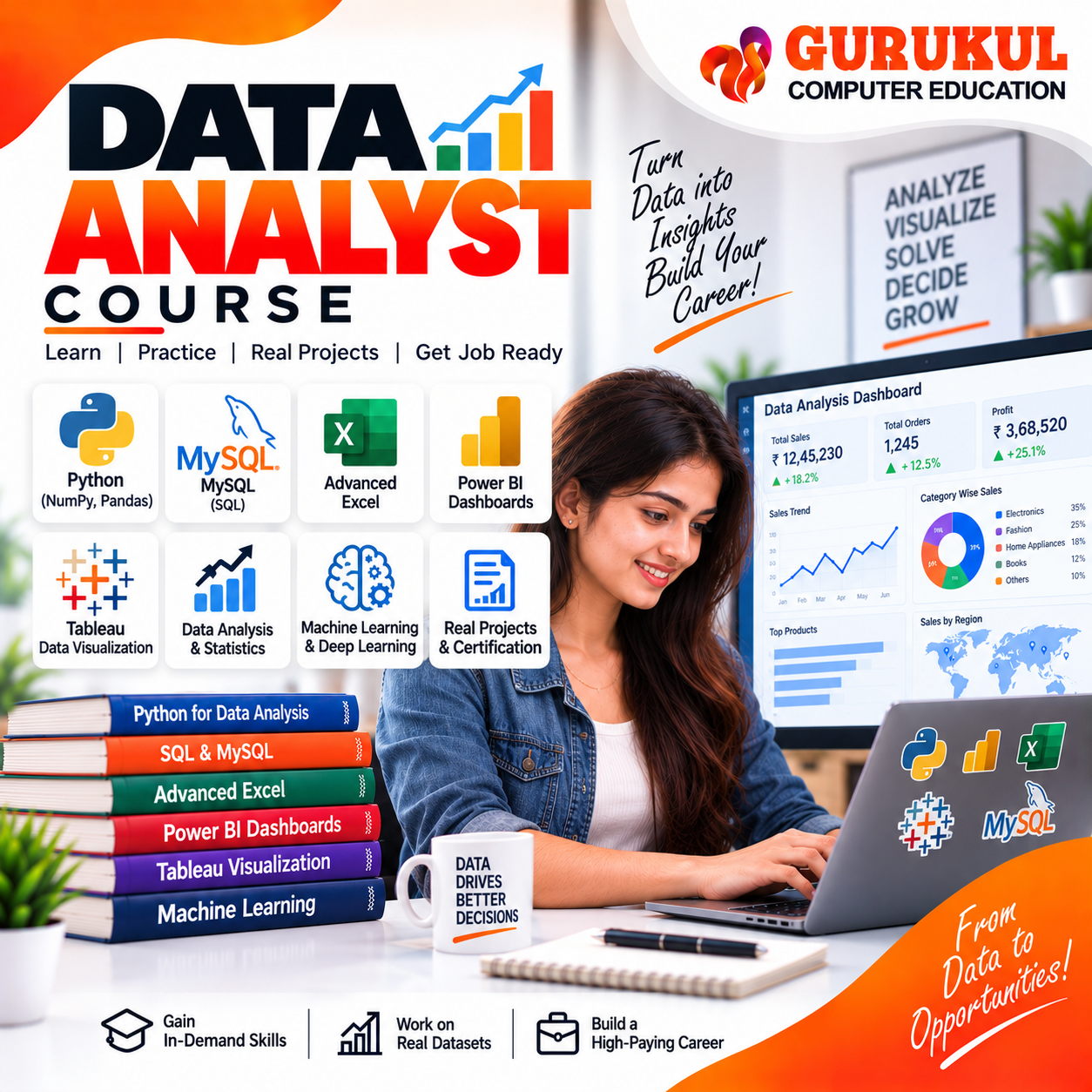Data Analyst Course in Nashik – Python Power BI SQL Excel and Tableau Training at Gurukul Computer Education