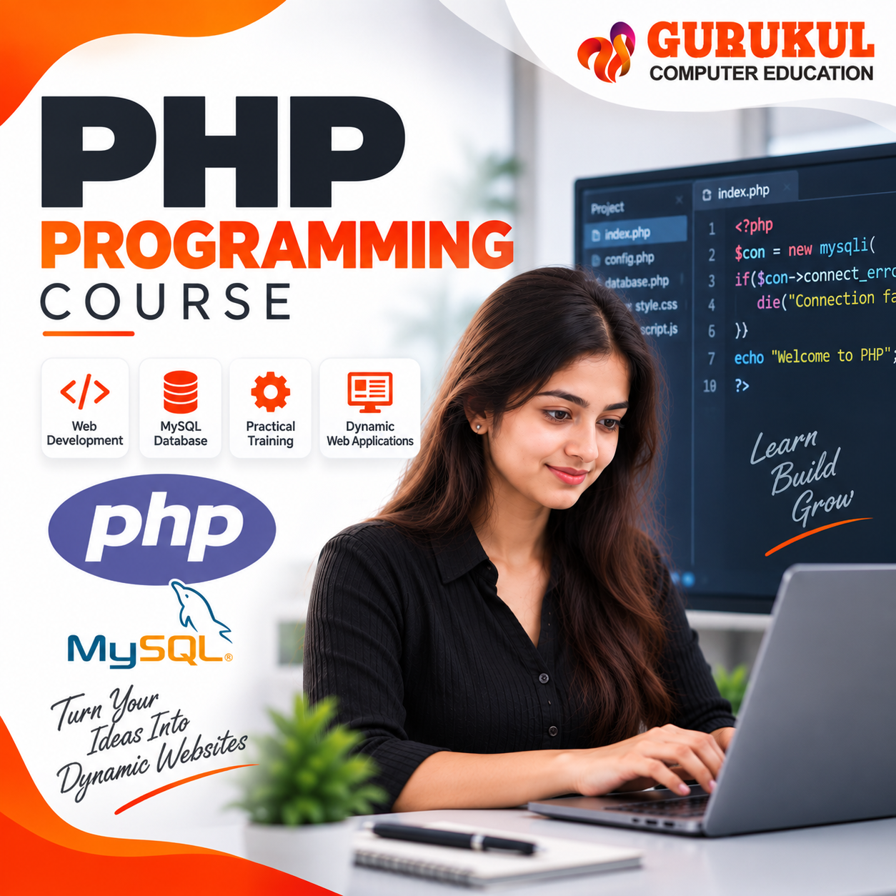 PHP Programming Course in Nashik – PHP and MySQL Training at Gurukul Computer Education